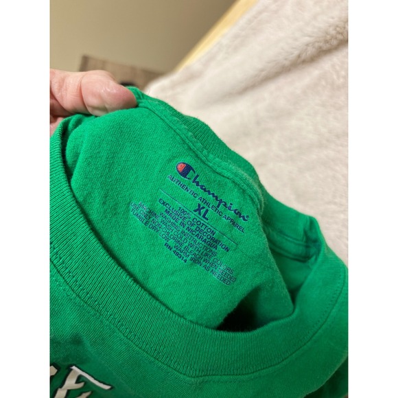Champion Notre Dame Fighting Irish Green Graphic T-Shirt Mens XL Leprechaun Logo - Picture 7 of 7